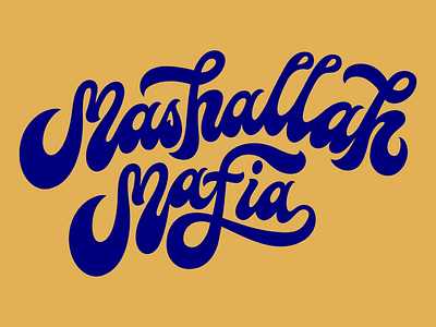 Mashallah Mafia blue custom type design handtype type typography vector yellow