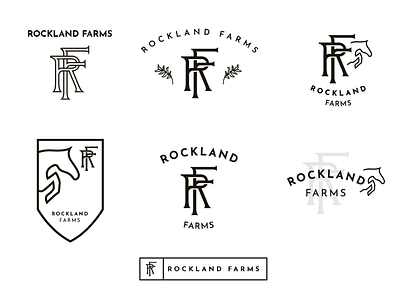 Rockland Farm logo samples blackandwhite branding design logo monogram typography