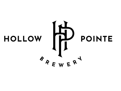 Hollow Pointe Brewery logo blackandwhite branding design logo monogram