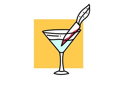 Shaken not Stirred cocktail drawing drink knife vector