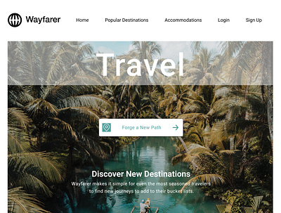 Travel Landing Page branding curation design marketing photography ui vector