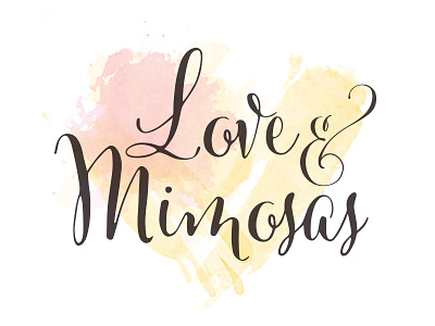 Love & Mimosas heart identity lettering logo mark typography watercolor