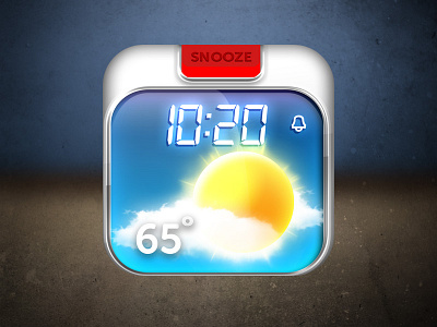 Weather Alarm alarm blue cloud design elements free graphic icon illustration ios iphone mobile rounded snooze square sun ui weather
