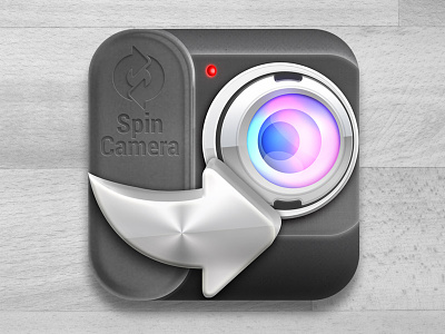 Spin Camera IOS icon album chat design free graphic icon illustration ios iphone lens mobile panorama photo rounded square ui wood