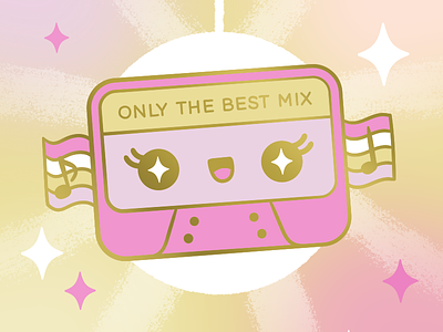 Music Tape Enamel Pin Design cute design digital enamel pin illustration kawaii music music tape