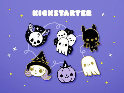 Creepy Cute Halloween Enamel Pins bat cute enamel pins ghost halloween kawaii kickstarter pumpkin skull witch