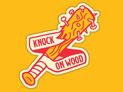 Knock on wood baseball bat nails sensitive tough guys sticker