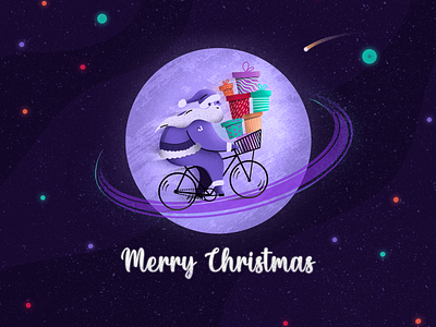 Warmest holiday wishes from outer space bike gifts illustration merry christmas procreate santa space usertive xmas