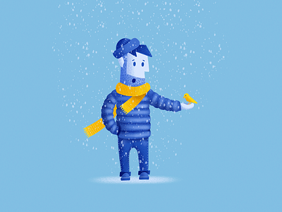 Winter bird character character design drawing guy illustration noise shadow procreate snow texture winter