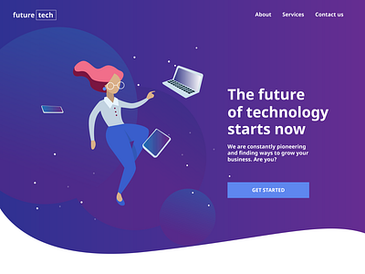 Header design for a tech landing page