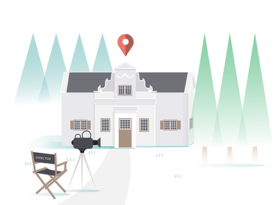 Film location illustration film shoot illustration flat house illustration location scene vector