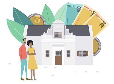 Couple earning money illustration couple earning flat house illustration money vector