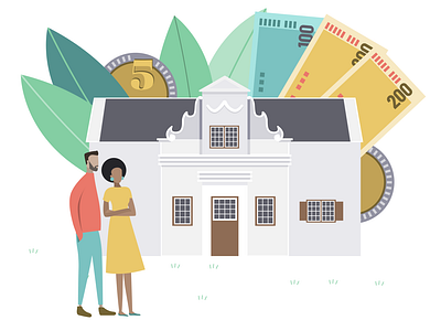 Couple earning money illustration