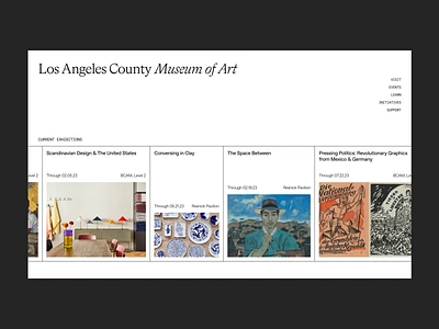 Museum Homepage art artsy branding carousel editorial exhibit hero home homepage los angeles museum ui