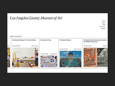 Museum Homepage art artsy branding carousel editorial exhibit hero home homepage los angeles museum ui