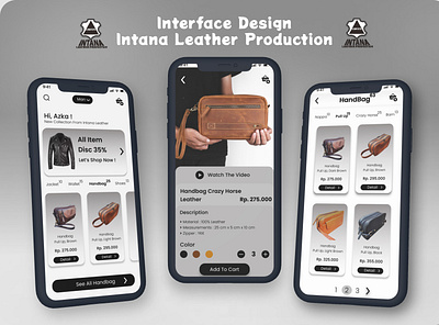 Interface Design Intana Leather Application branding graphic design marketplace mockup ui