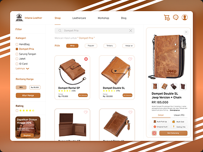 Intana Leather Online Web Shop branding graphic design marketplace ui