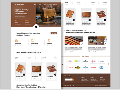 Landing page Leather Shop branding design graphic design ui