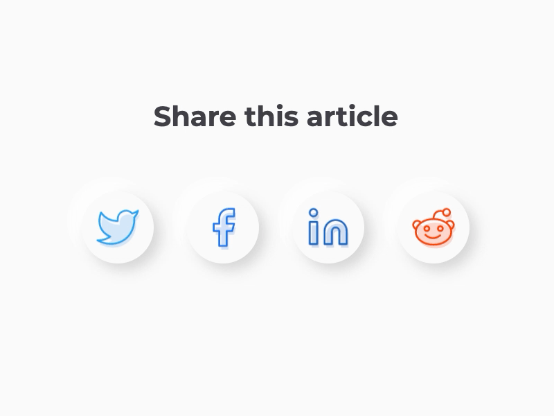 Social media share buttons animation buttons facebook icons linkedin neomorphic neomorphism neumorhi neumorphic neumorphism reddit share skeumorphic skeuomorphism social social media social share soft ui softui twitter
