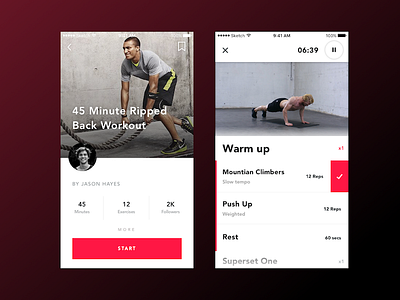 Dribbble Shot app fitness mobile ui