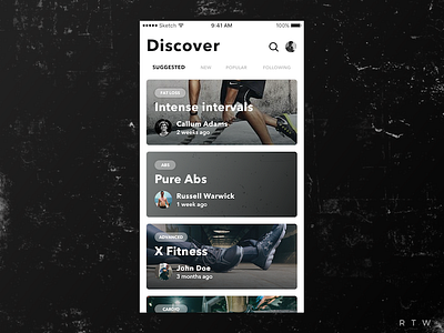 Discovery Page Evolved and black blackandwhite fitness gym mobile ui ux white