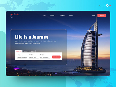 TRAVEL | LANDING PAGE branding figma flights graphic design illustration journey landingpage logo packages quicksearch travel ui ux webdesign worldmap