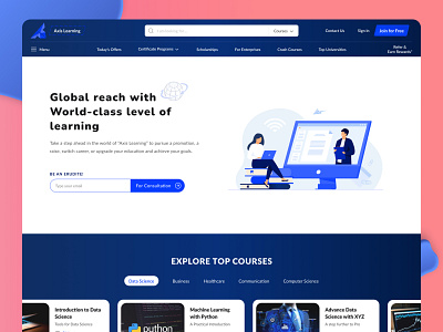 Axis Learning || Home Page || Web Design branding courses design education educational figma graphic design herosection homepage illustration joinus learning logo opportunities testimonials ui ux webdesign