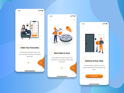 Food Delivery || Onboarding Screens chef famish figma food fooddelivery graphic design illustration nextbutton onboarding onlineorder typography ui userexperience userinterface ux