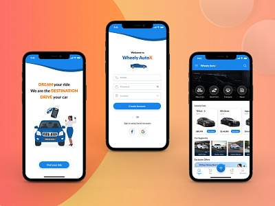 Wheely AutoX || Car Application branding compare figma graphic design homepage illustration luxurycars onboarding signin signuppage ui usedcars ux vector