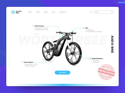 Audi E-Bike || Landing Page audi branding dribbbling e bike electric electriccycle figma graphic design landingpage limitededition ui ux webdesign