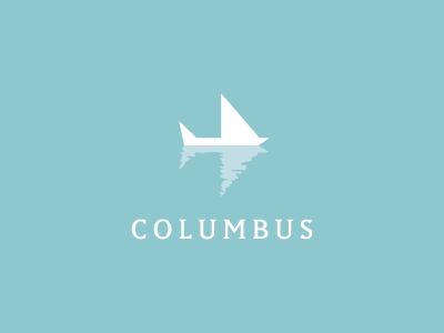 Columbus airbus blue boat logo reflection water