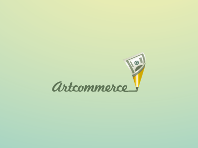 Artcommerce art commerce dollar gradient green logo money pencil type yellow