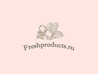Freshproducts engraving food fresh fruits leaf logo online shop store