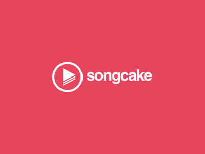 Songcake burron cake logo music play red social song white