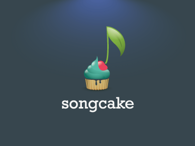 Songcake 2 song cake logo blue cherry cupcake cream leaf music
