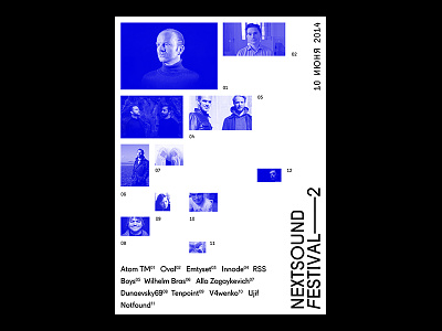 Next Sound Festival blue chaotic festival grid music poster sound
