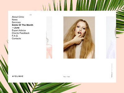 A2 Clinic beauty clinic dentist fashion helvetica layout medicine minimalism model palm pastel website