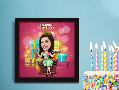 Birthday Caricature Frame caricature caricature frame caricature gifts design designer gifts graphic design illustration personalised gifts photo