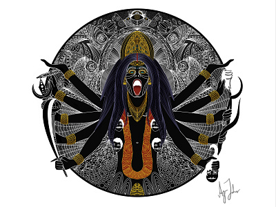 Cosmic Kaali - Agam Johar abstractart cosmic cosmicart cosmicgod cosmickrishna design goddess illustration kaali maa maakaali symmetry