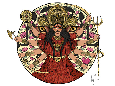 Maa Durga - Agam Johar abstractart cosmic cosmicart cosmicgod design devi god goddess illustration indiandevi indiangoddess maa maadurga mother