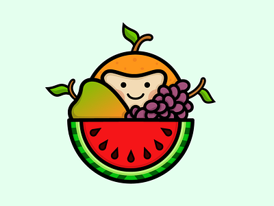 BABY ON FRUITs baby brand logo branding colorful colorfull cute daun design fruit fruits grape graphic design green icon illustration logo orange watermelon