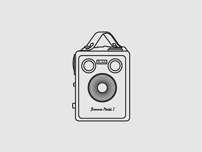 Kodak Brownie Model I camera collection icon illustration minimal old old cameras pictogram rollei vintage