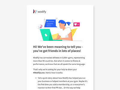 Collecting feelback from users #wodifylove branding design email email design email marketing email template graphic illustration layout ui visual wodify