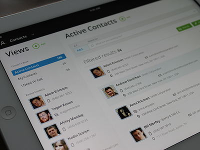Contacts app blue clean contacts green grid interface ipad simple ui ux