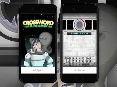 Crossword game graphics app cartoon crossword future game mobile scify space words