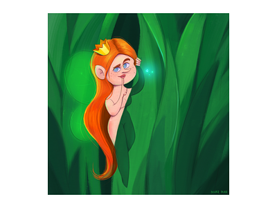 Fairies Kingdom character characterdesign characterdesignchallenge crown cute fairy forest ginger grass green illustration magic nature princess red redhair small