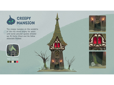 Creepy Mansion Concept cartoon castle concept creepy house illustration mansion night red light scary vampire