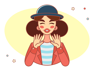 Ten fingers app banner celphone english girl hat illustration illustrator line red vector woman