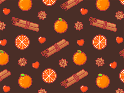 Mulled Wine Pattern brown christmas flat line love mulled orange pattern texture warm wine winter