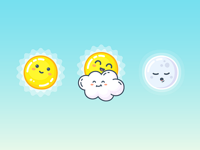 Lingvotree Sun cloud cute emoji face flat game happy line moon sky smile sun